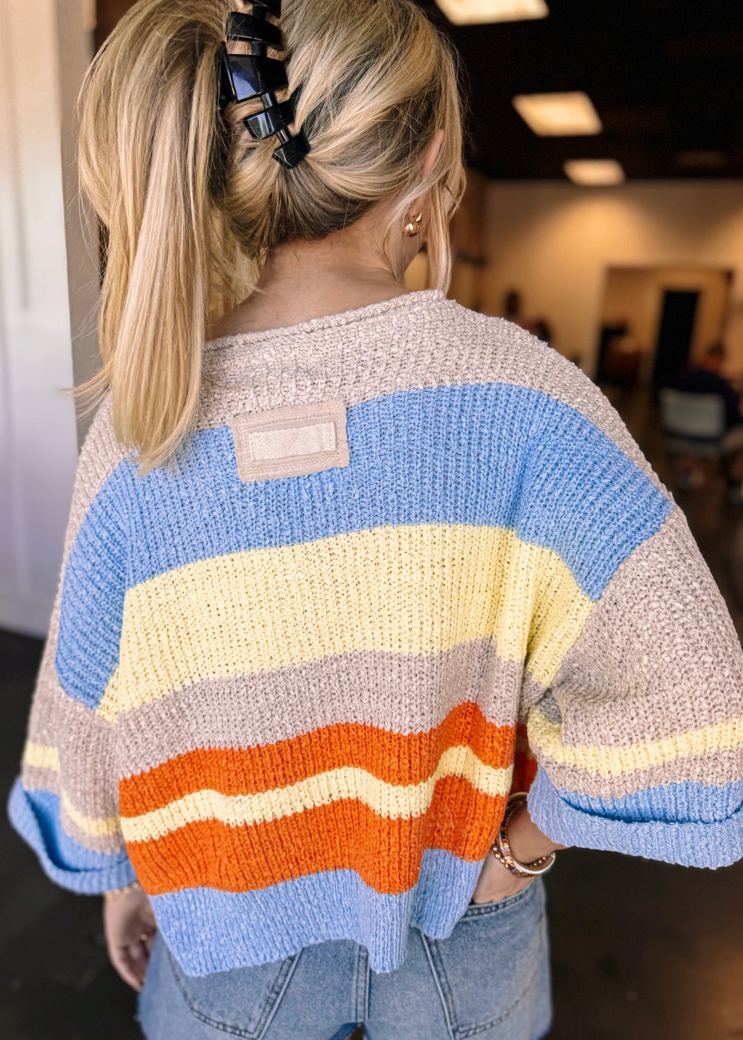 Colorblock Striped Knit Sweater