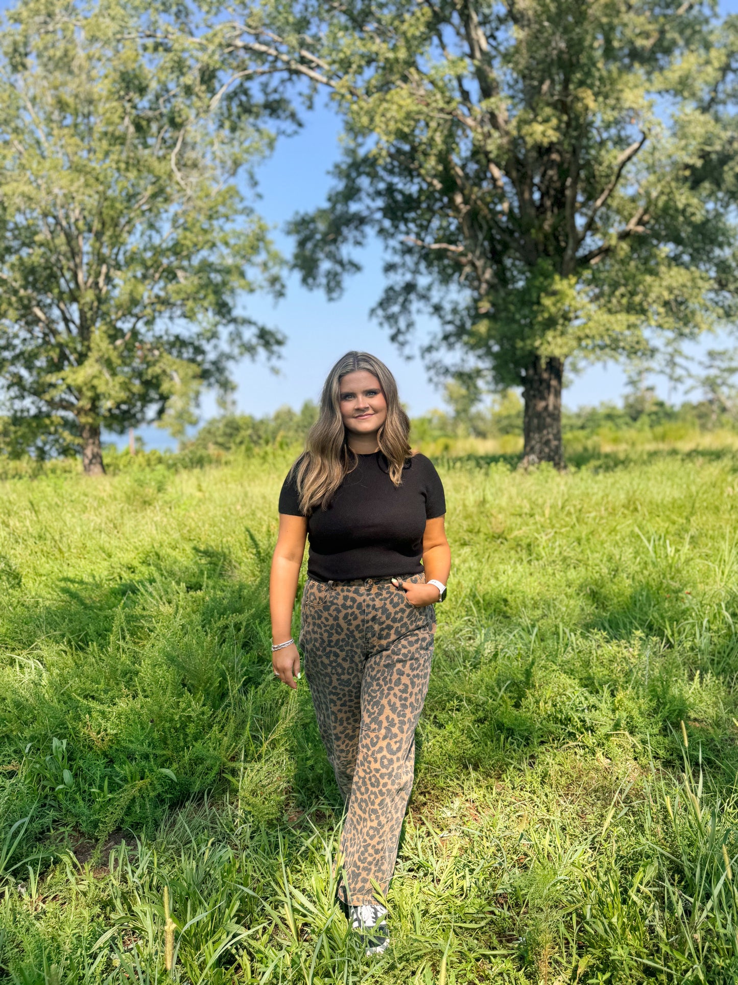 Leopard Barrel Jeans