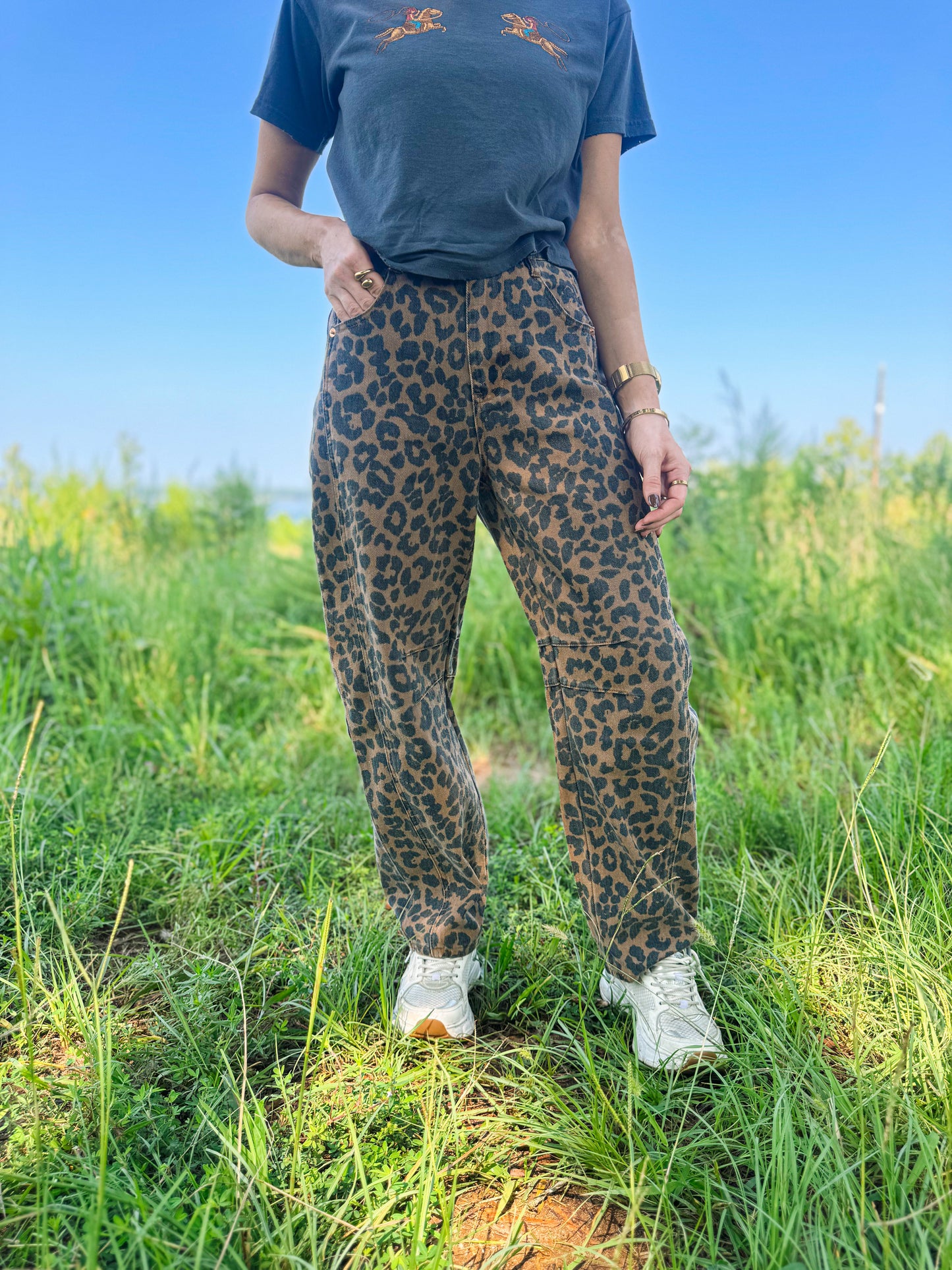 Leopard Barrel Jeans