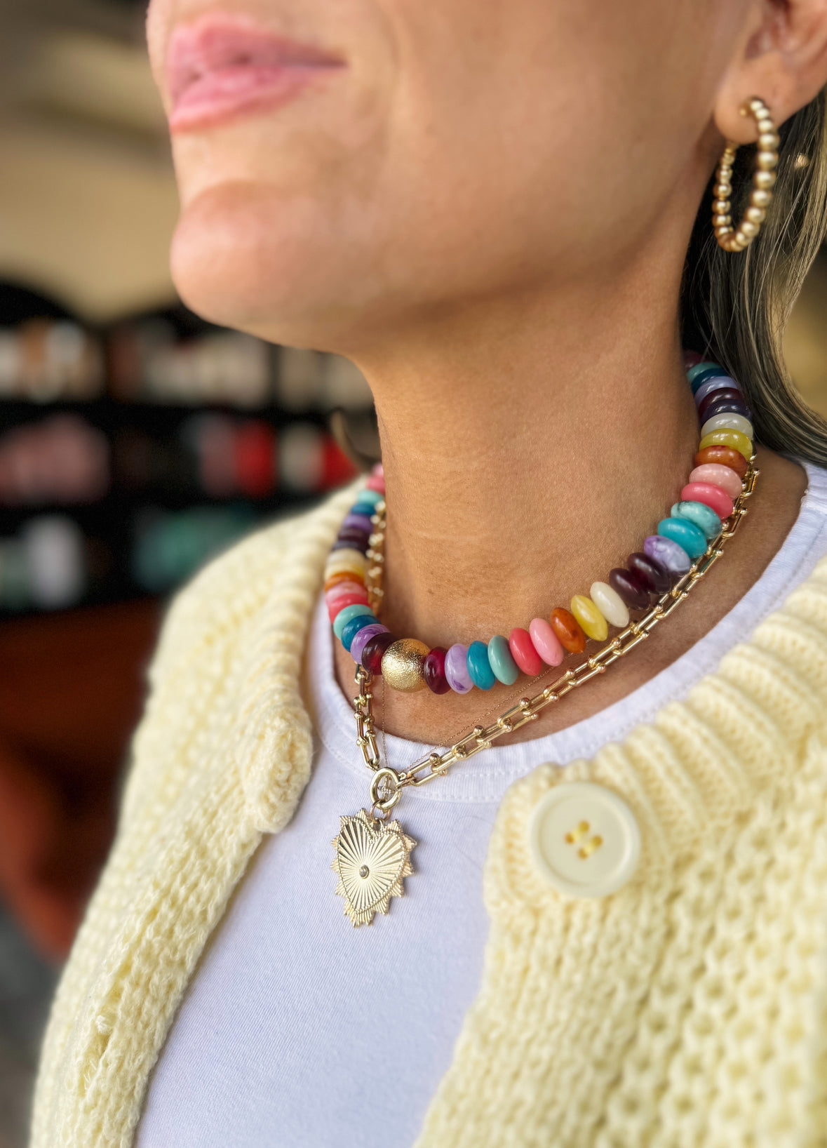 Rainbow Stackable Beaded Necklace