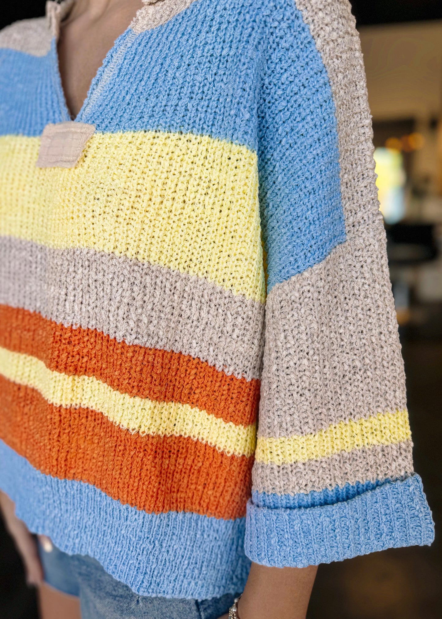 Colorblock Striped Knit Sweater