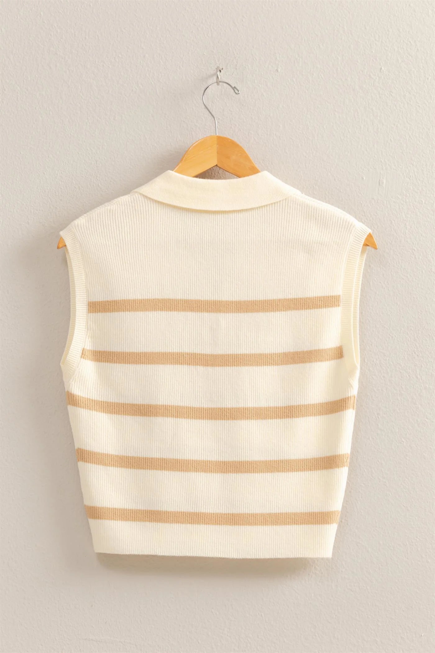 Collared Striped Polo Vest