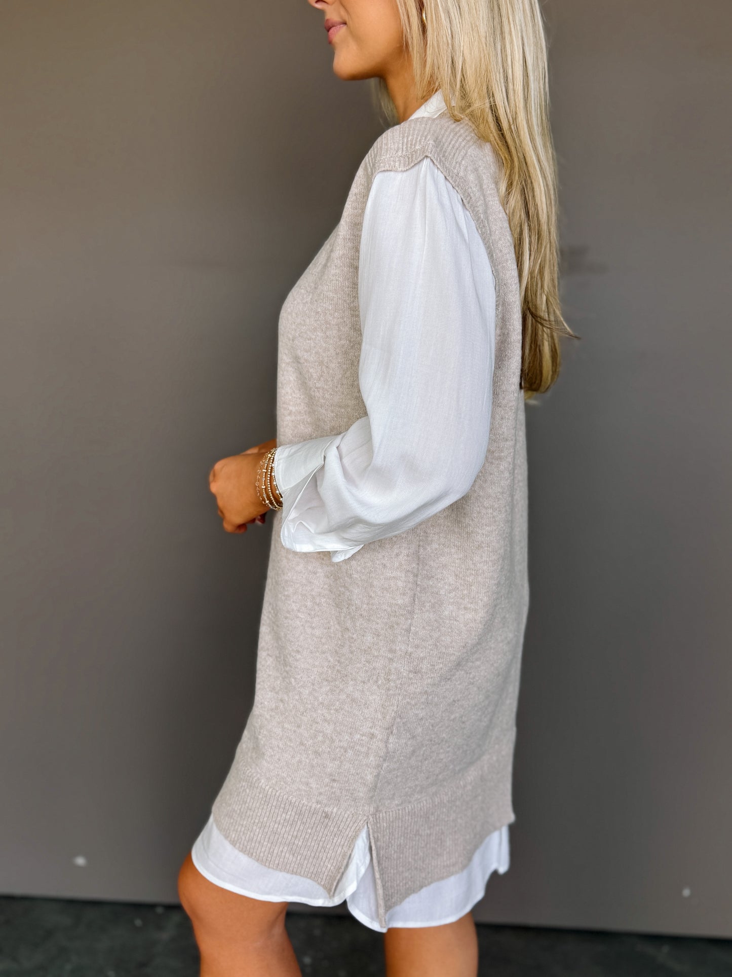 Chic Layered Sweater Vest Dress