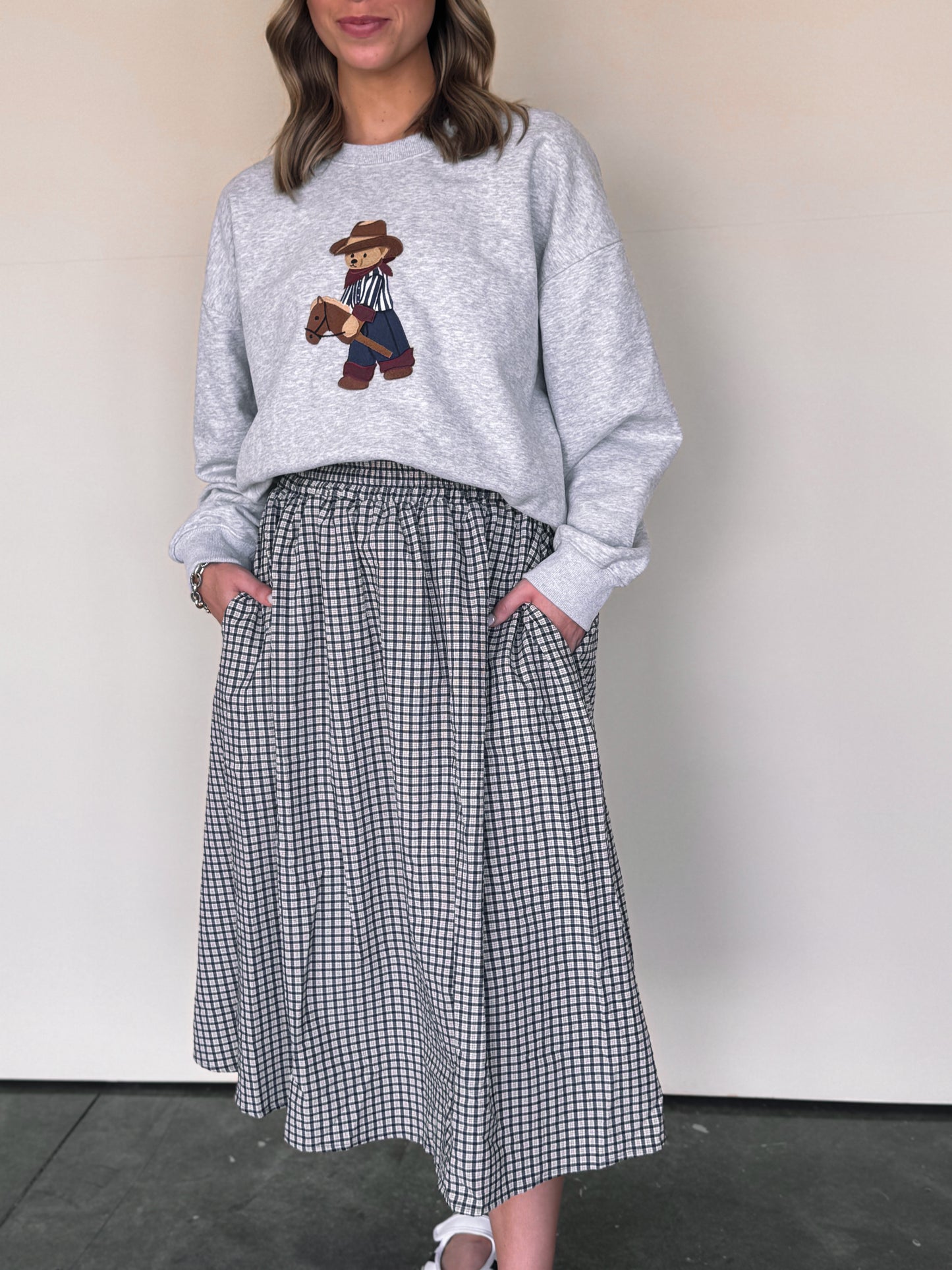 Classic Gingham Midi Skirt