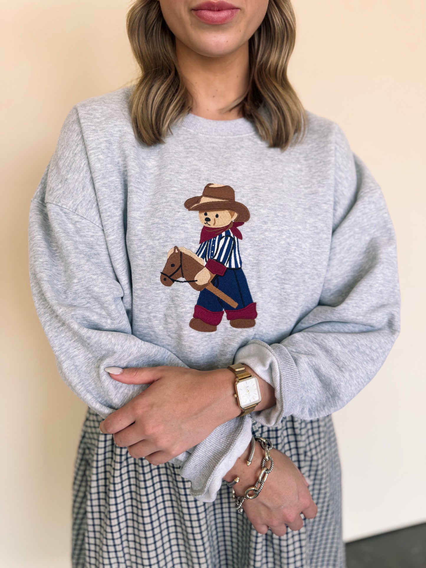 Cowboy Bear Embroidered Sweatshirt