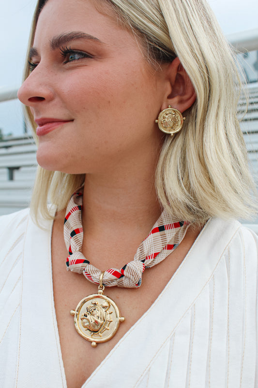 Bulldog Pendant Scarf Necklace