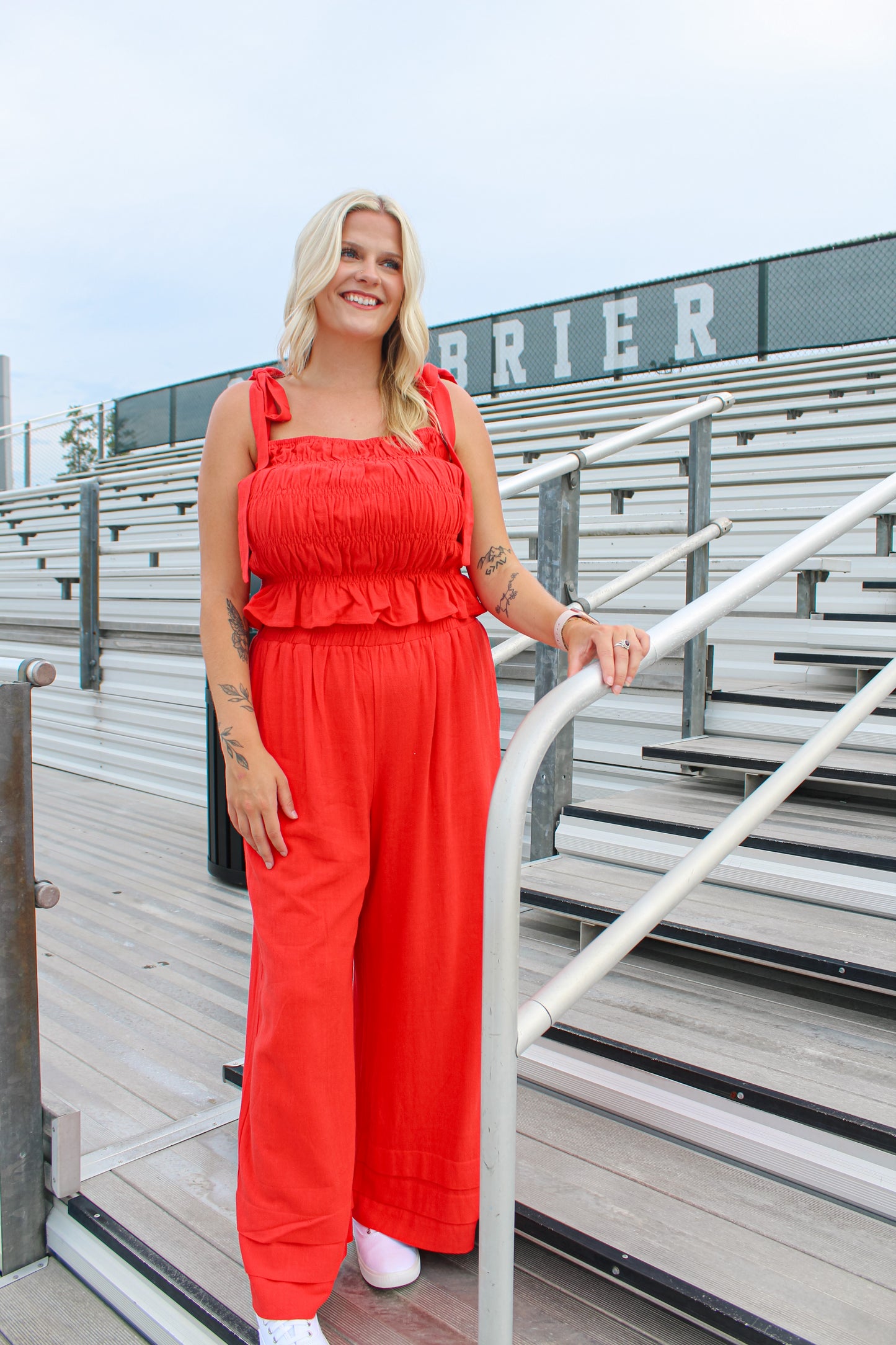 Scarlet Scrunched Tie Top