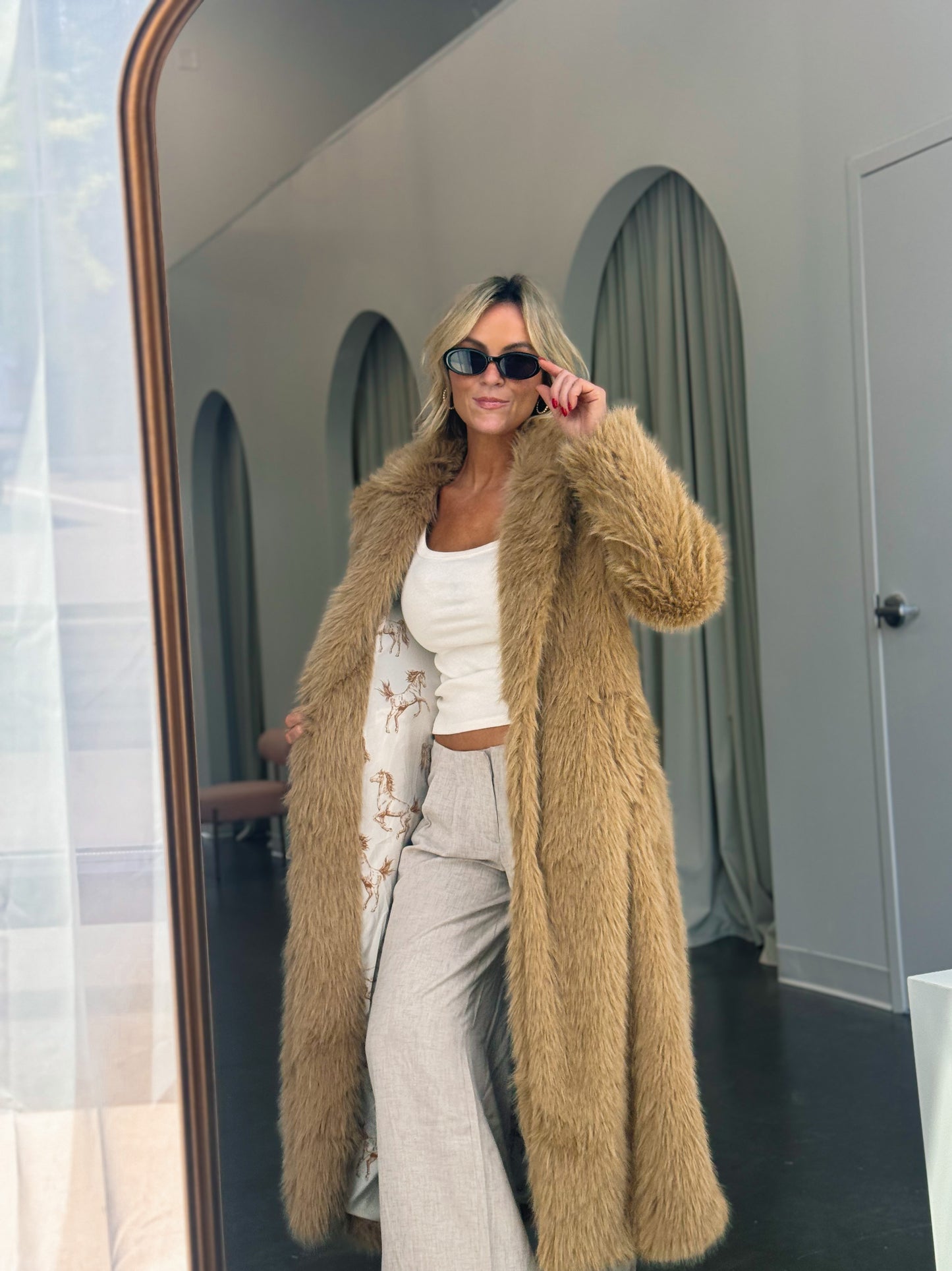Golden Hour Faux Fur Duster