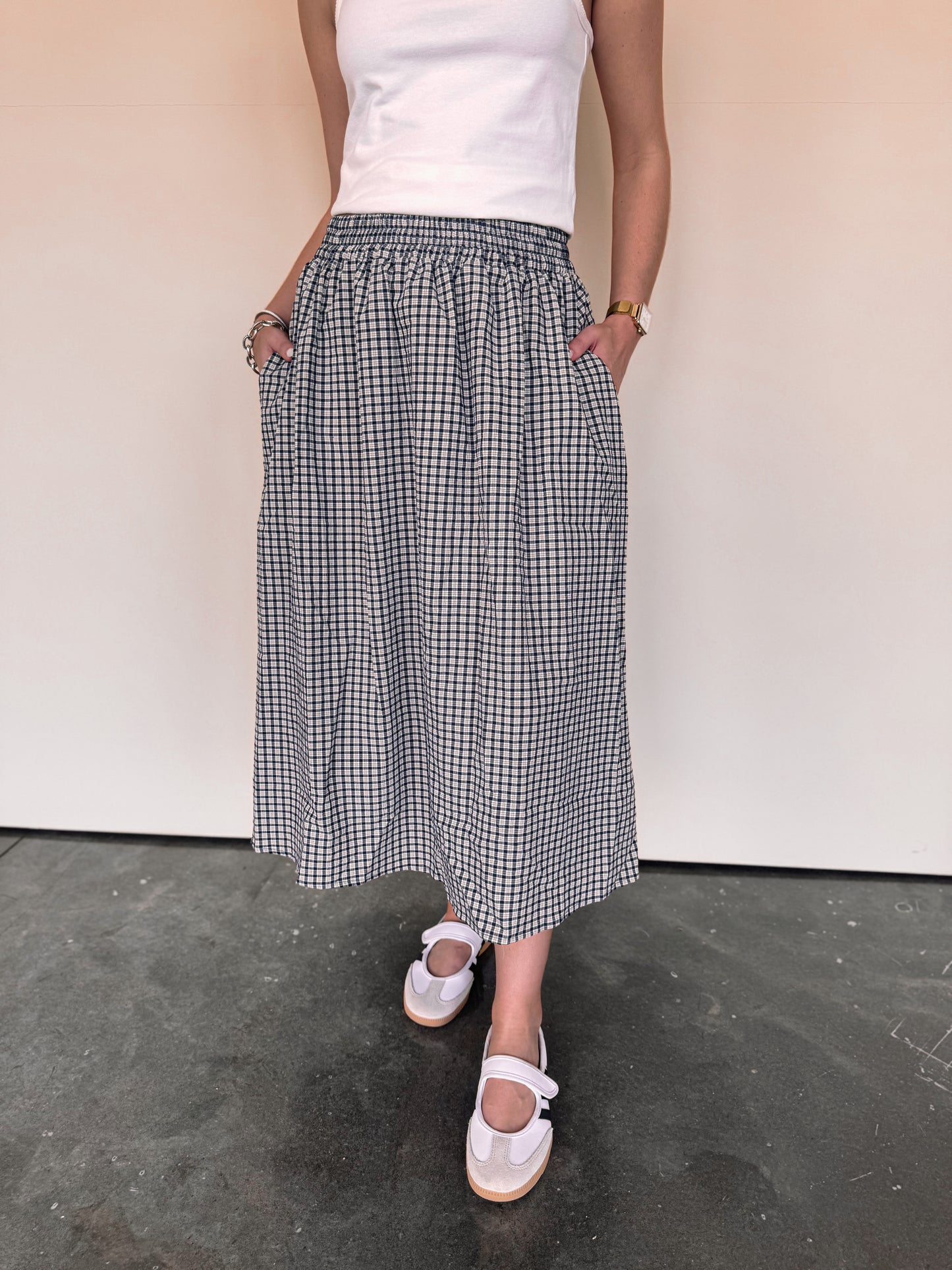 Classic Gingham Midi Skirt