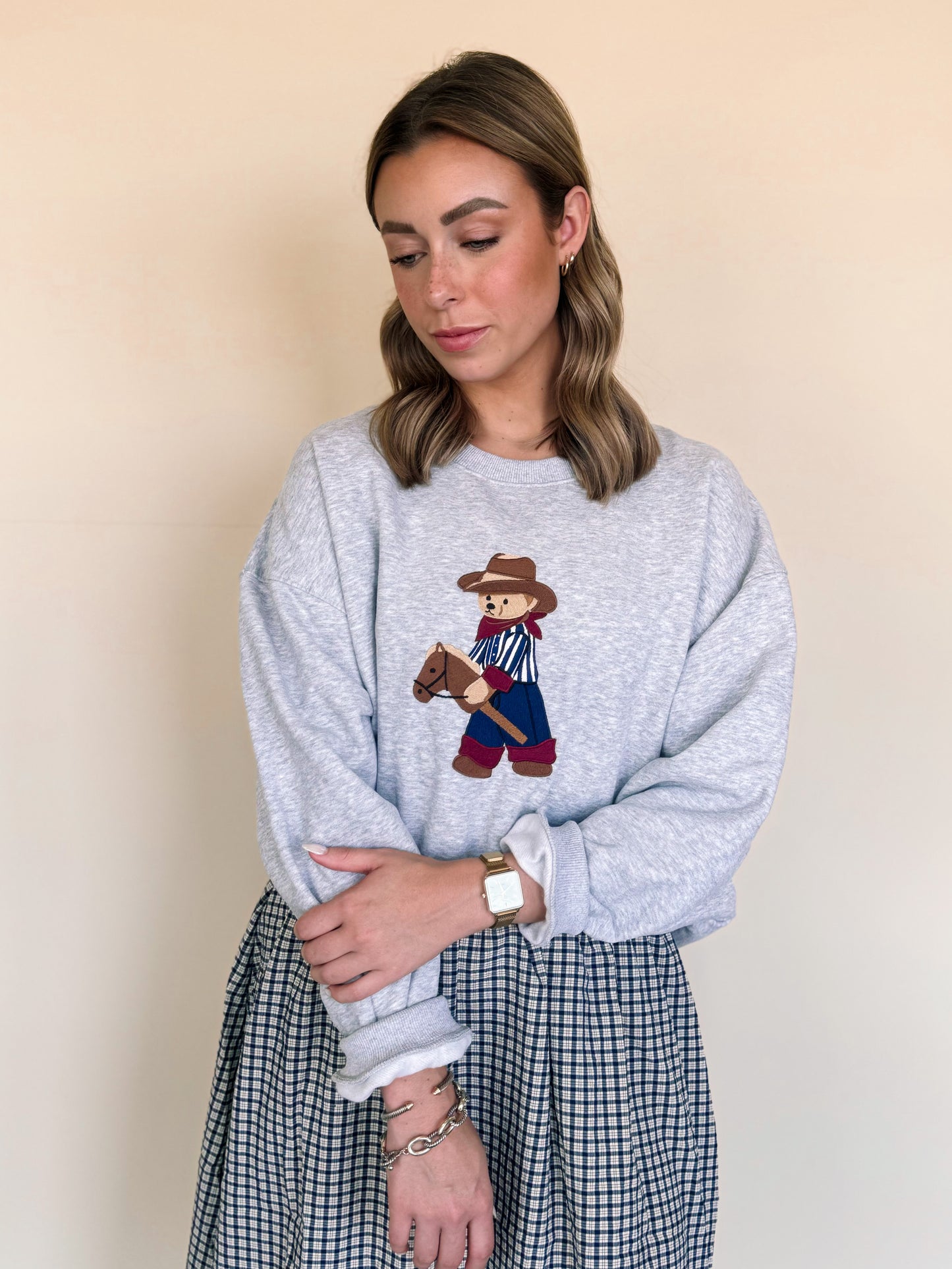 Cowboy Bear Embroidered Sweatshirt