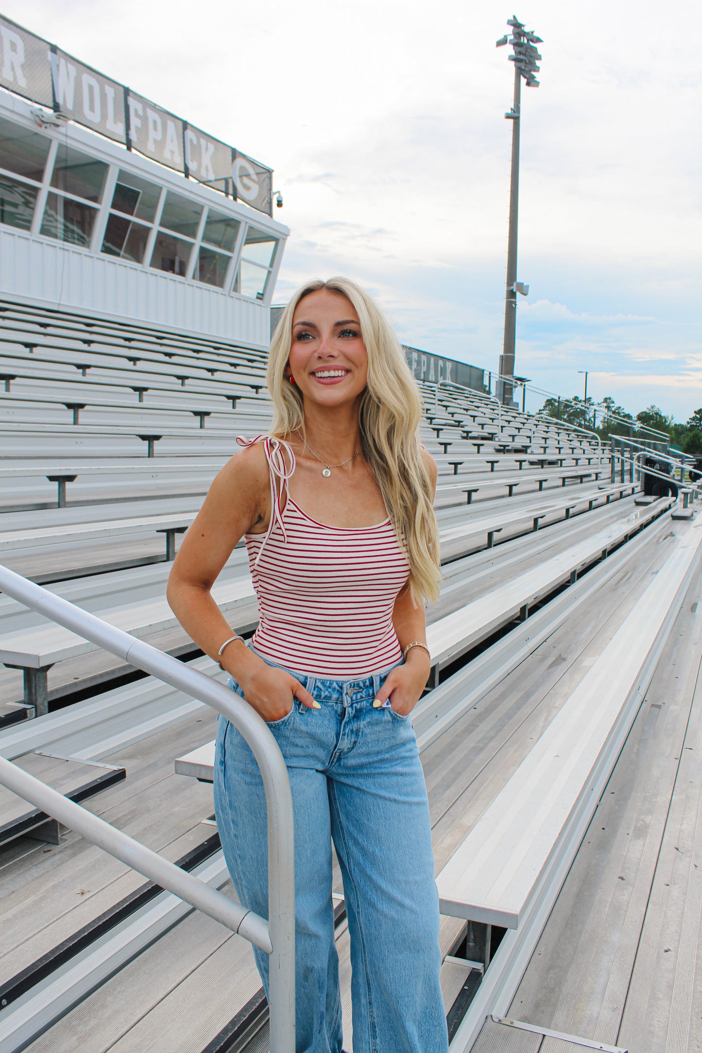 Red Striped Adjustable Bodysuit
