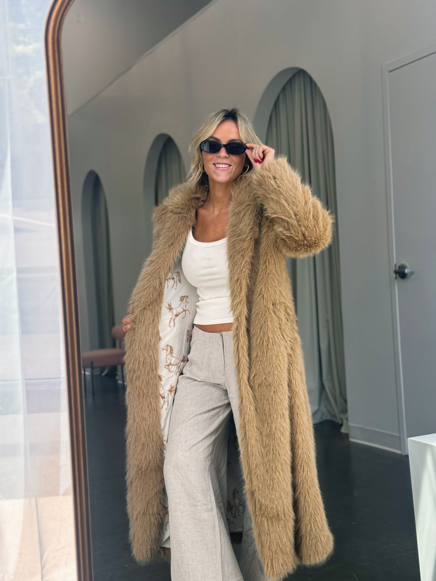 Golden Hour Faux Fur Duster