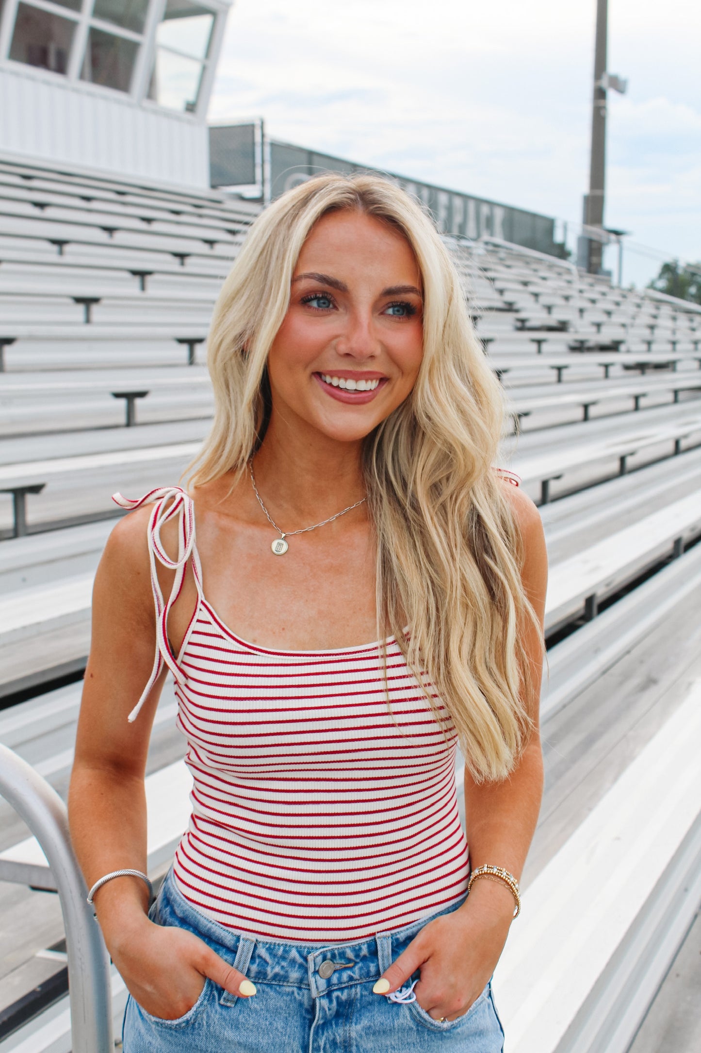 Red Striped Adjustable Bodysuit