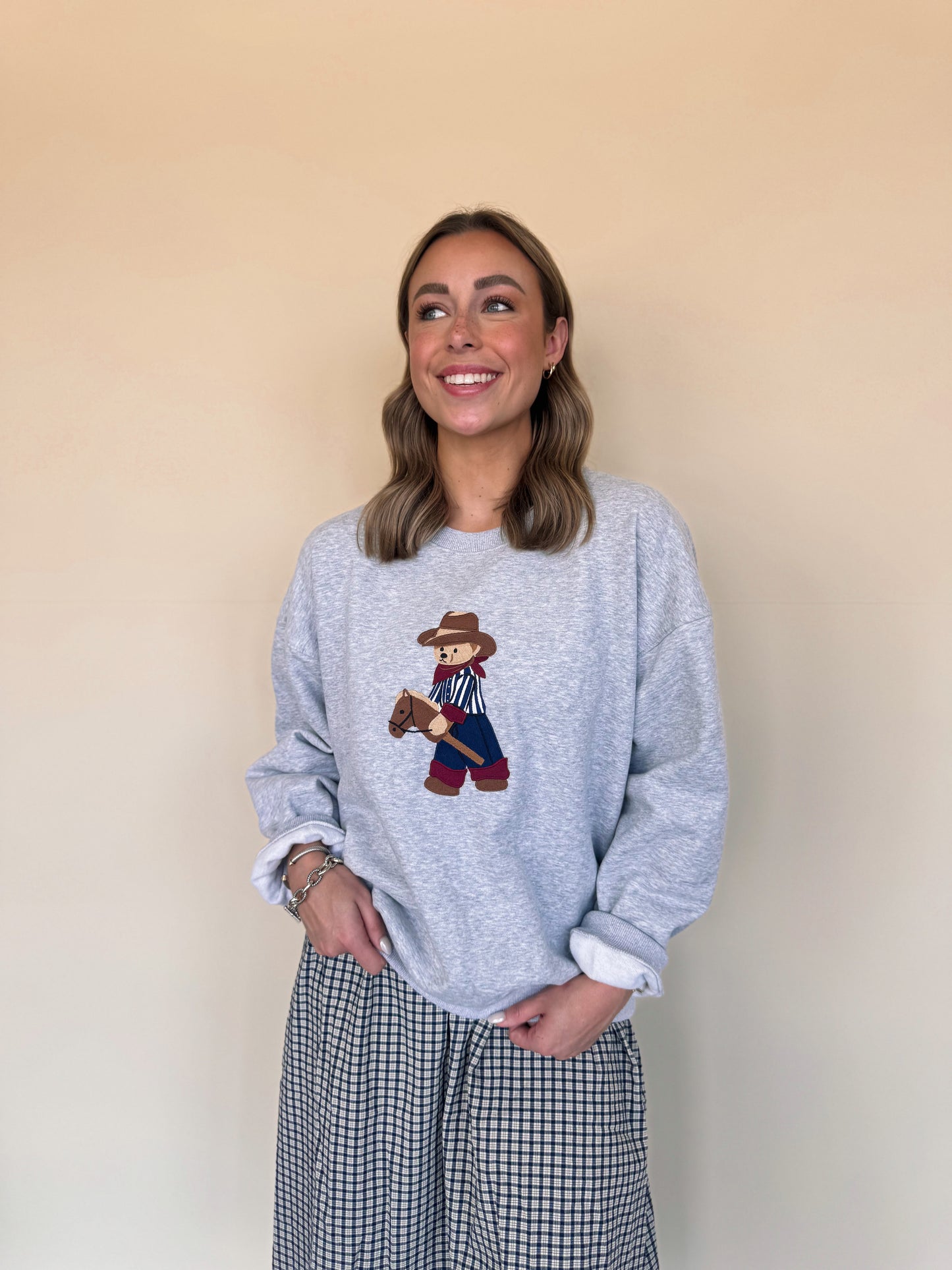 Cowboy Bear Embroidered Sweatshirt