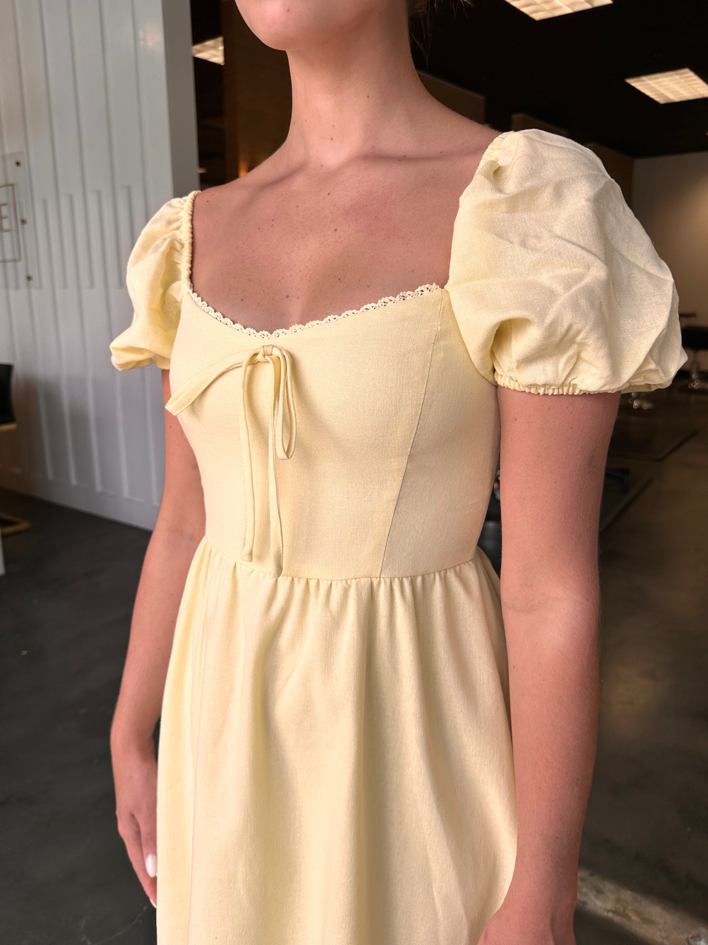 Lemon Drop Puff Sleeve Dress