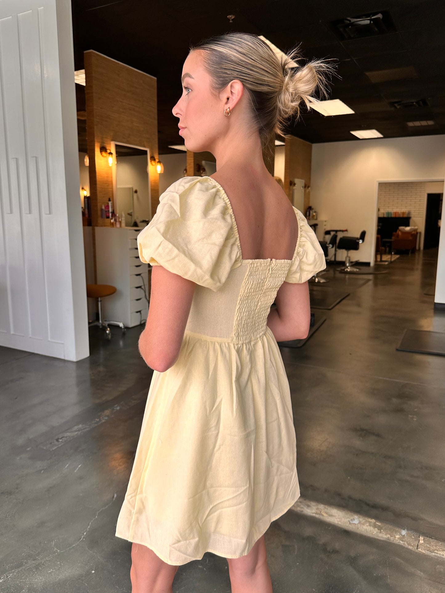 Lemon Drop Puff Sleeve Dress