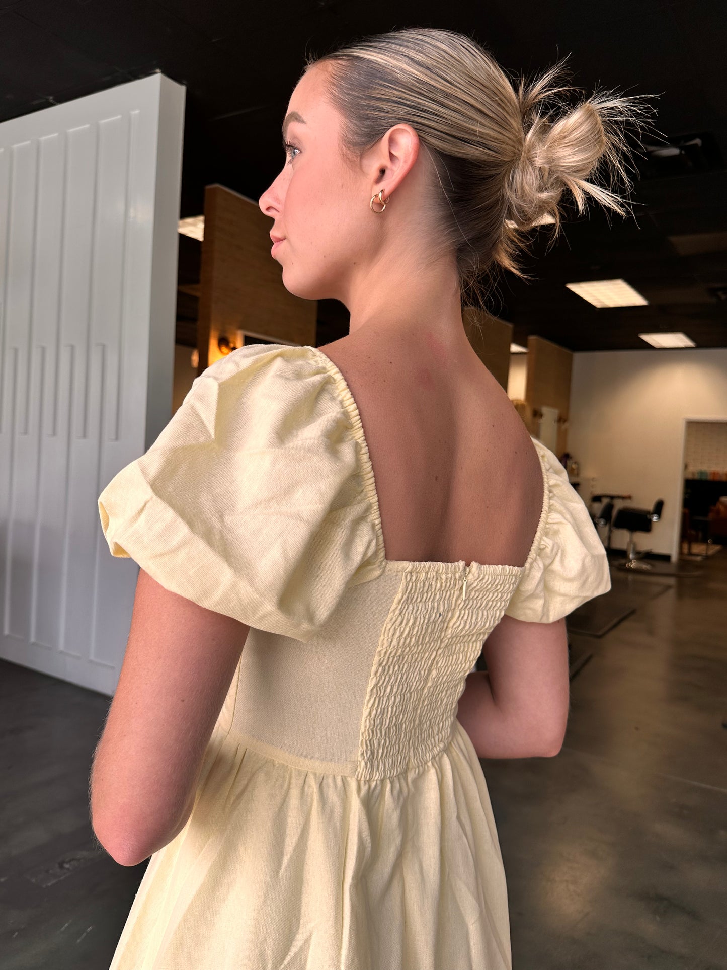 Lemon Drop Puff Sleeve Dress